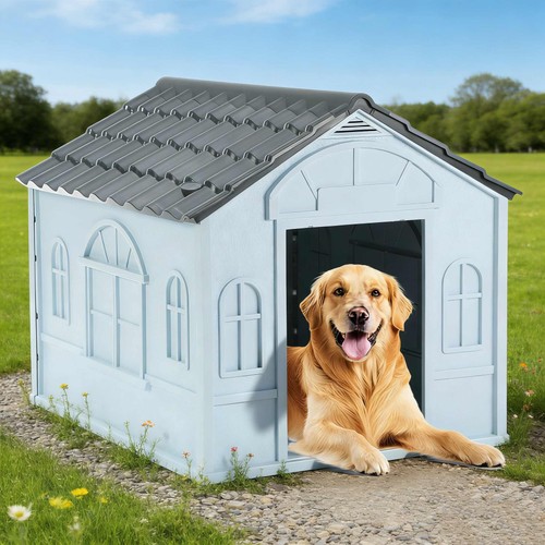 Outdoor large dog kennel grey - large,