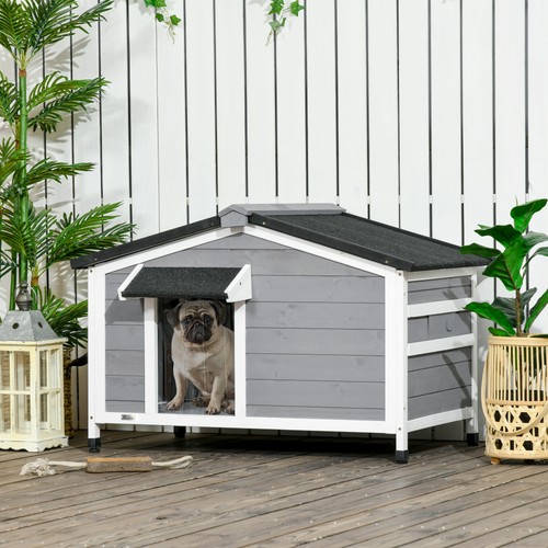 Pawhut wooden dog kennel - dog,
